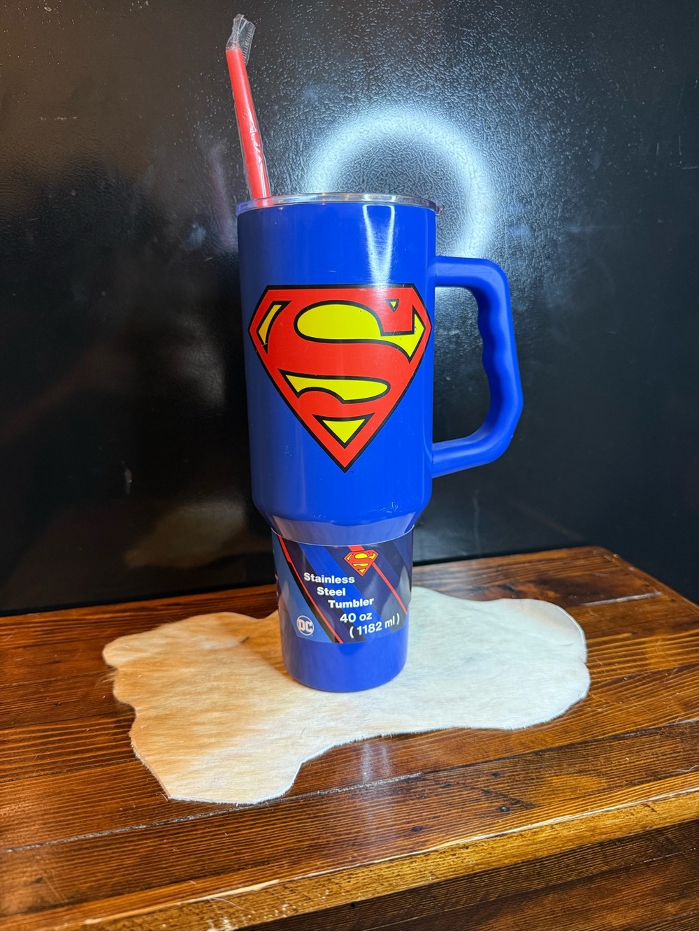 DC Comics Blue Superman Tumbler with Red Straw